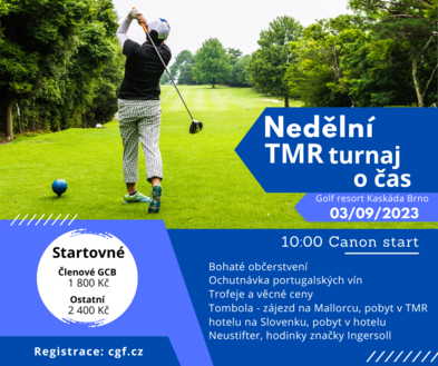 Pozvánka na nedělní TMR turnaj o čas, 3. září 2023